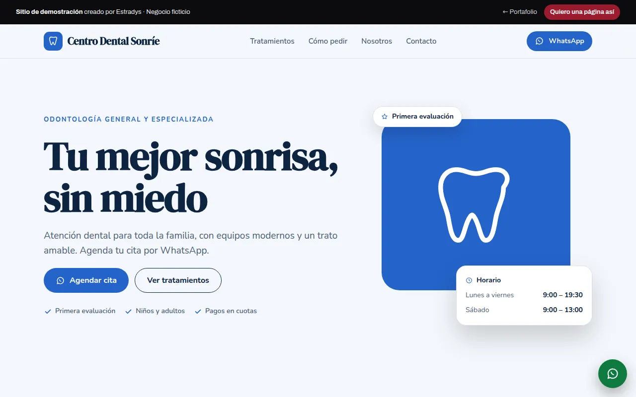 Página web de ejemplo: Clínica dental