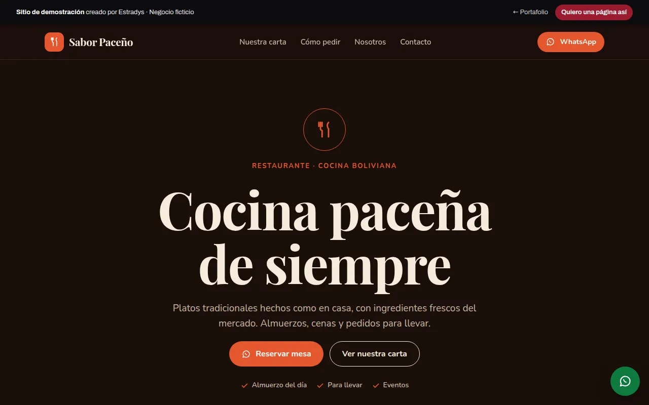 Página web de ejemplo: Restaurante